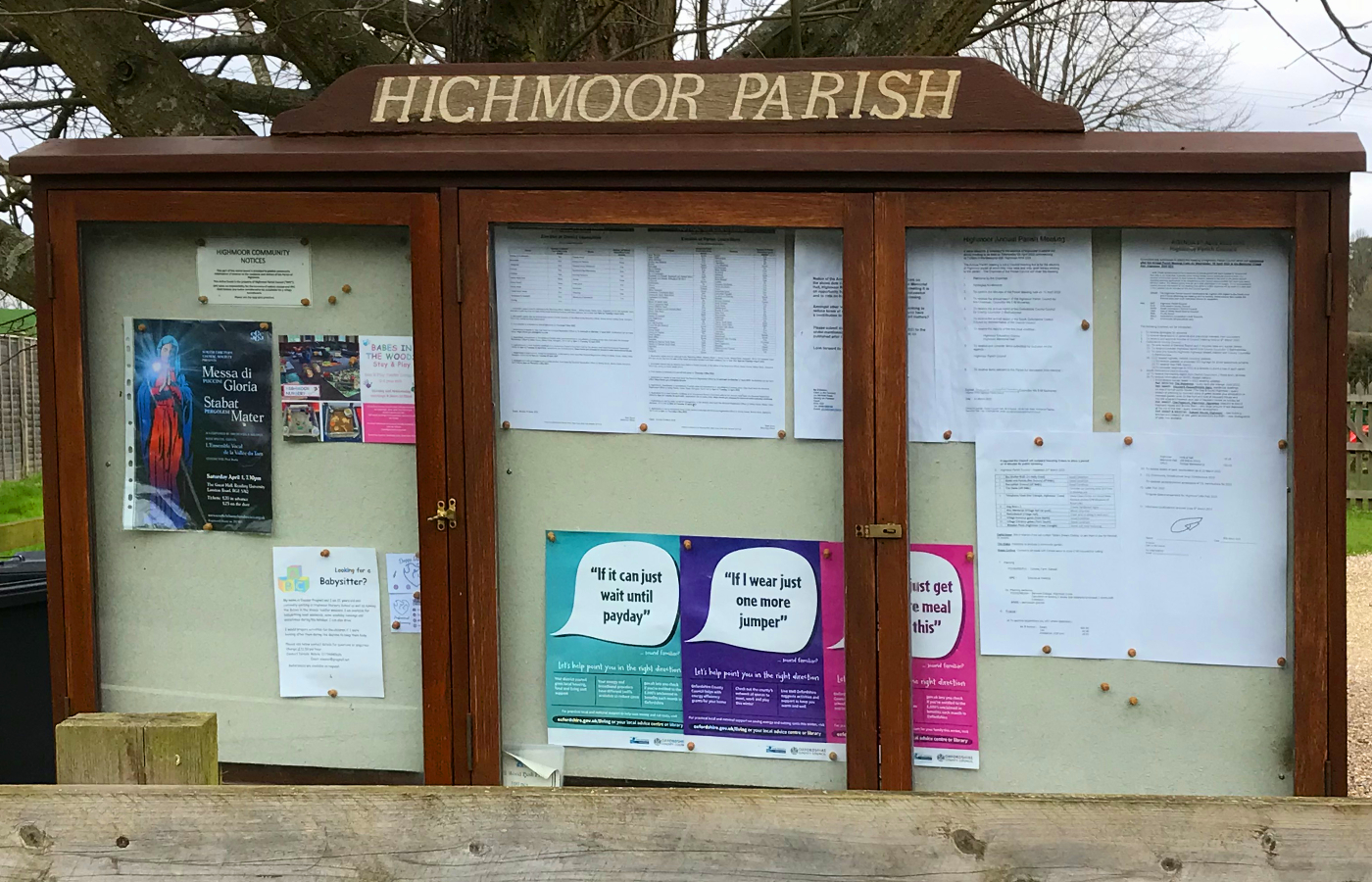 Highmoor Parish notice board